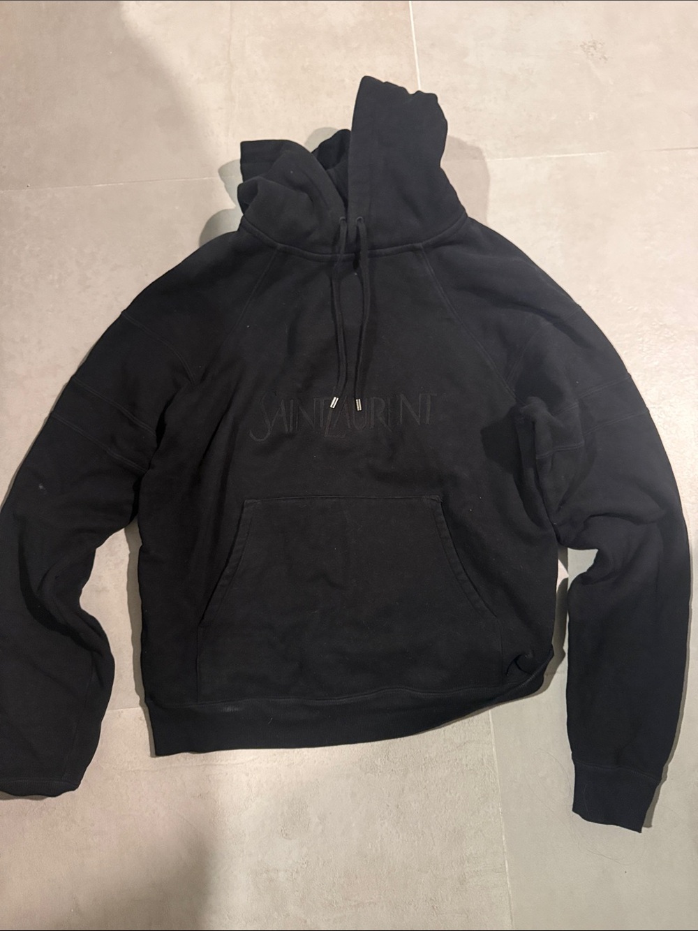 Saint Laurent Black Embossed Logo Hoodie